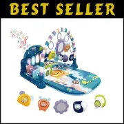 Musical Baby Play Mat Gym with Lights & 5 Sensory Toys for 0-12 Months Fun