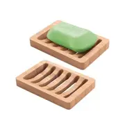 2 Pack Bamboo Wooden Soap Dish Holder Self-Draining Kitchen Sink Sponge Holder