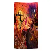 Fantasy Art Unicorn Pegasus Volcanoes and Beautiful Artist Microfiber Beach Towel