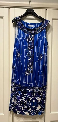 Emilio Pucci Women’s Silk Dress US10 37in Length Blue Purple White New Unused
