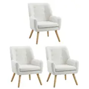 Oikiture 3x Armchair Lounge Chair Sherpa Accent Armchairs Tub Chairs Sofa White