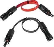2PCS Solar Cable 1500V/50A Photovoltaic Extension Cord Solar Flat Connection Cord for Solar Panels Photovoltaic Cable Solar Power Plant -Black+Red