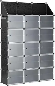 60 Pairs Stackable Shoe Storage Box Organiser Cube DIY Shoe Cabinet Rack Shelf 30 Tier Black