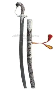 koftgiri sword, TIGER HILT ,RED inlay , Hand Chiseled Hilt and Scabbard, order