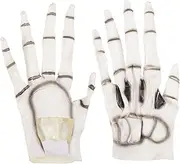 [NOLITOY] 2 Pairs Vinyl Gloves Animal Decor Cosplay Gloves Halloween Decor Cosplay Skull Gloves Adult Skeleton Gloves Scary Party Props Halloween Skeleton Hand Full Finger Skeleton Hand