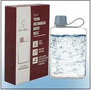 S SportEase 500ml Clear Flat Water Bottle With Cleaning Brush – Sleek & Minimalist, BPA-Free Leak-Proof Bottle for Gym, Travel, and Daily Use, Slim Portable Reusable Bottle for All Ages (Transparent)