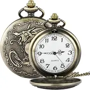[Ruyeiig] Dragon Pocket Watch with Chain, Pocket Watch Dragon - Necklace Pocket Watch - Classic Movement Pocketwatch Costume Accessory with Chain Pendant for Adults, Single attributes, Siehe
