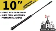 10" FUBA STYLE ANTENNA MAST - FITS: 2008-2015 Smart Fortwo (for: Smart)