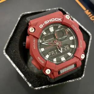 G-SHOCK 工業風設計 鬧鈴/計時碼錶/世界時區/防水200米雙顯電子錶 （黑X紅）_GA-900-4A