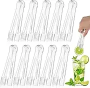Aswalling 10 PCS Serving Tongs,Clear Kitchen Small Serving Utensils for Serving for Party Food Buffet Appetizer Salad Catering Ice