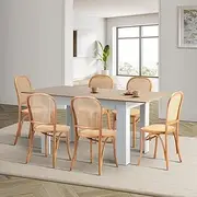 Oikiture Modern Extendable Dining Table and Chairs Set with 6 Dining Chairs and 160cm Extendable Table