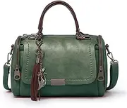 [PORRASSO] Retro Handbag Women's Shoulder Bags Women's Shoulder Bags Waterproof PU Leather Handbag Work Travel Dating Boston Bag
