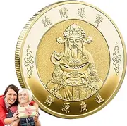 Chinese Coin, Chinese Fortune Coin - Chinese Lucky Coin | Good Luck Coin | Feng Shui Coin | May Money and Treasures Come Generously | Chinese God-of-Wealth Lucky Coin | Good Luck Charm