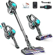 [QikCln] Cordless Vacuum Cleaner, 8-in-1 Powerful Vacuum Cleaners for Home with 1.3L Large Capacity, 2 Modes & 30Mins Runtime, Rechargeable Stick Vacuum for Pet Hair Hardwood Carpet - Green