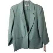 Alfred Dunner NWT Women's One Button Blazer Jacket in Seafoam Size 12
