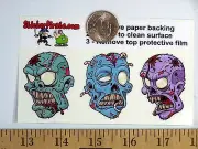 3 - Zombie Heads 2" Hard Hat Toolbox Helmet Sticker H 178