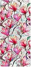 Rainbow Pink Magnolia Flower Window Privacy Film Sun Blocking Decorative PVC Stained Glass Window Decals Non-Adhesive Static Cling Sticker for Home Office,16.93 x 39.37 Inch