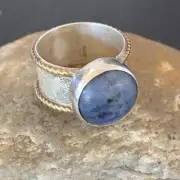 Blue Lapis Southwestern Navajo Gold Sterling Silver Old Pawn Ring Size 5 10379