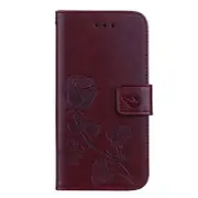 Rose Embossed Horizontal Flip PU Leather Case for Galaxy S10e, with Holder & Card Slots & Wallet (Brown)