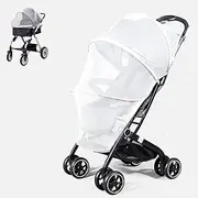Mosquito Net for Stroller, Universal Baby Bug Net with Two-Way Zippers & Storage Bag, Full Coverage Encrypted Stroller Mosquito Net Cover, Foldable Netting for Stroller, Car Seat, Bassinet (White)
