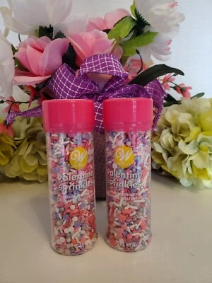 Wilton ~ Valentine's Day Sprinkles Heart Mix Decorations 4.0 oz Bottle ~2 PACK