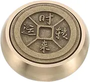 Solid Brass Paperweight Heavy Desk Accessory Chinese Calligraphy Decor Round Paperweight for Home Office