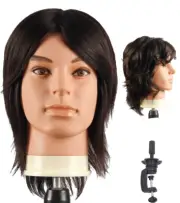 Male Mannequin Head with 100% Human Hair Cosmetology Manikin Head for Cutting St