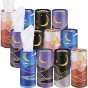 12 Pieces Star Moon Car Tissues Box Gold Foil Moon Car Tissues Cylinder in 4 ...