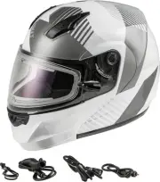 GMAX MD-04S Reserve Modular Snow Helmet w/ Electric Shield 2X WHITE/SILVER