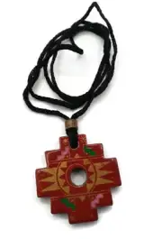 Unisex Carved Ceramic Chakana Cross Necklace - Symbol of Connection with Heaven