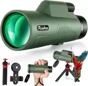 12X50 HD Monocular Telescope Smartphone Adapter Tripod Hand Strap - High Power
