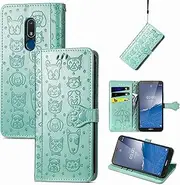 Magnetic Flip Cover Leather Case Compatible with Nokia XR21 XR 21 C3 C 3 Shockproof Phone Case Non-Slip Convenient Stand Holder Anti-Fall Protective Shell (Green,Nokia C3)