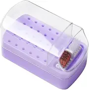 Ysyqkn Dustproof Nail Tips Holder Durable with Clear Cover Nail Tips Cleaning Brush Case for Salon, violet