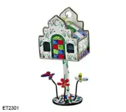 KELVIN CHEN Enamel Birdhouse Hand painted Open Box - Spanish Mission