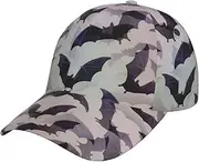 [HVTTIOR] Halloween Bats Grey Print All Season Use Cap Stylish Baseball Caps Unisex Washed Adjustable Hat Trendy Design, Black, One Size