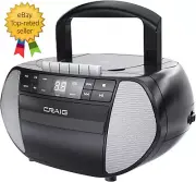 Portable Top-Loading CD Boombox with AM/FM Stereo Radio and Cassette Player/Reco