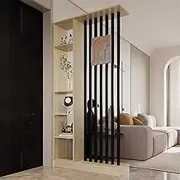 Wall Room Divider, Modern Freestanding Wood Room Divider Screen, Separator Screen with Storage Shelf, Wall Privacy Screens for Home Office Decorative(Natural,L120xW24xH202cm)