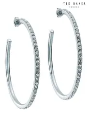 Ted Baker Silver Tone Large Claire Crystal Hoop Earrings (H79887) | $145