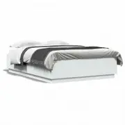 Bed Frame with LED Lights White 150x200 cm Engineered Wood