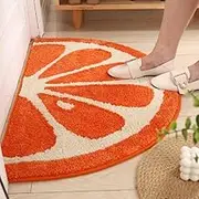 Floor Carpet Fluffy Fruit Half Round Bathroom Mats Entrance Mat Indoor Door Mats for Front Door Cute Half Circle Bath Mats for Bathroom Non Slip Washable Outside Shower Mat Bathtub Mat(Orange,40 x 60