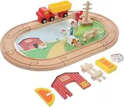 Educational Boys and Girls Toys Wooden Train Track Set for Toddlers 23-Piece Farm Track Toys Train Style Safe Plaything
