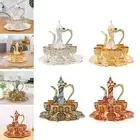 Vintage Turkish Coffee Pot Set Medium Tea Sets with 6 Cups, Tray Teapot Metal