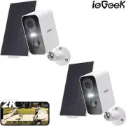 2x Security Camera 2K 3MP WiFi 5200mA Battery Powered Outdoor Wireless CCTV