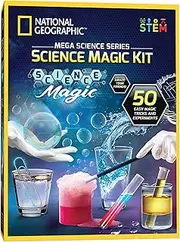 NATIONAL GEOGRAPHIC Science Magic Kit - Perform 50 Unique Experiments as Tricks, Includes Wand and Over 50 Pieces, Great Science Set for Kids to Put on a Big Show