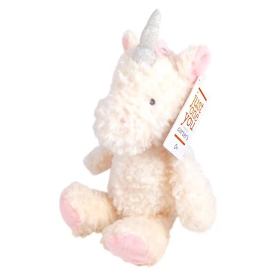 Carters Just One You White Unicorn Plush Silver Horn 11" with Rattle 67753 NEW