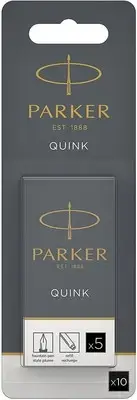 Parker Quink Long Ink Refill Cartridge for Fountain Pens Black Pack 10