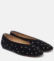 [Le Monde Beryl] Le Monde Béryl Regency embellished suede ballet flats AU 8 black