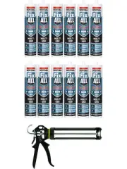 Soudal Fix All Flexible Adhesive Sealant Grey 290ml 12 Pack + Gun Kit