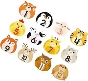 ibasenice Newborn Milestone Stickers 12 Months Monthly Milestone Decals Reusable Animal Prints for Photo Album