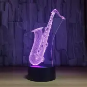 Sax 3D Illusion Night Light 7 Colors Change Touch Lamp for Bedroom Gift